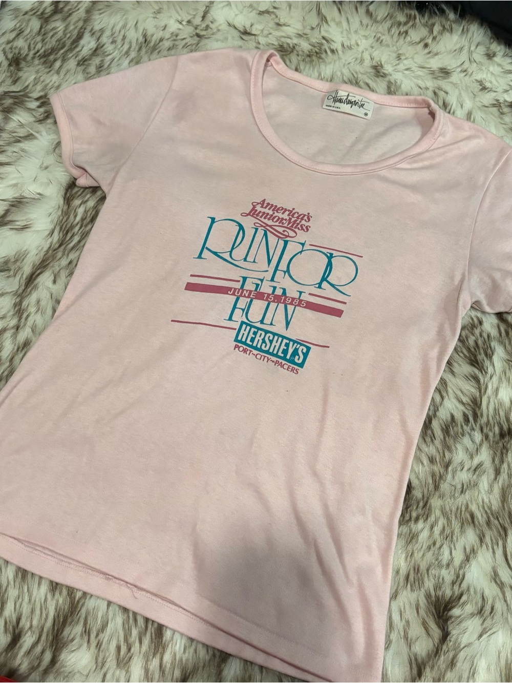 Vintage 80s America’s Junior Miss Pageant Baby Pink Fitted Tee